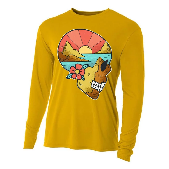 Skull Landscape Sunset Cooling Performance Long Sleeve Crew