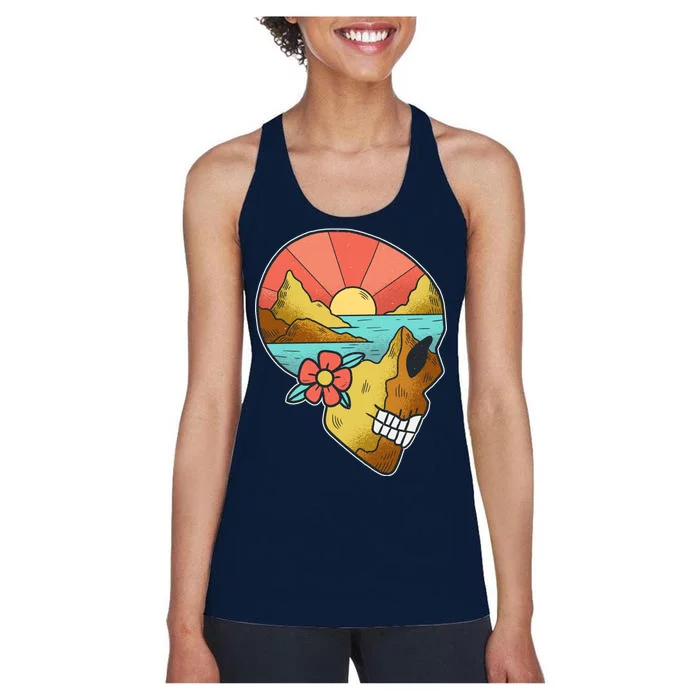 Skull Landscape Sunset Women's Racerback Tank