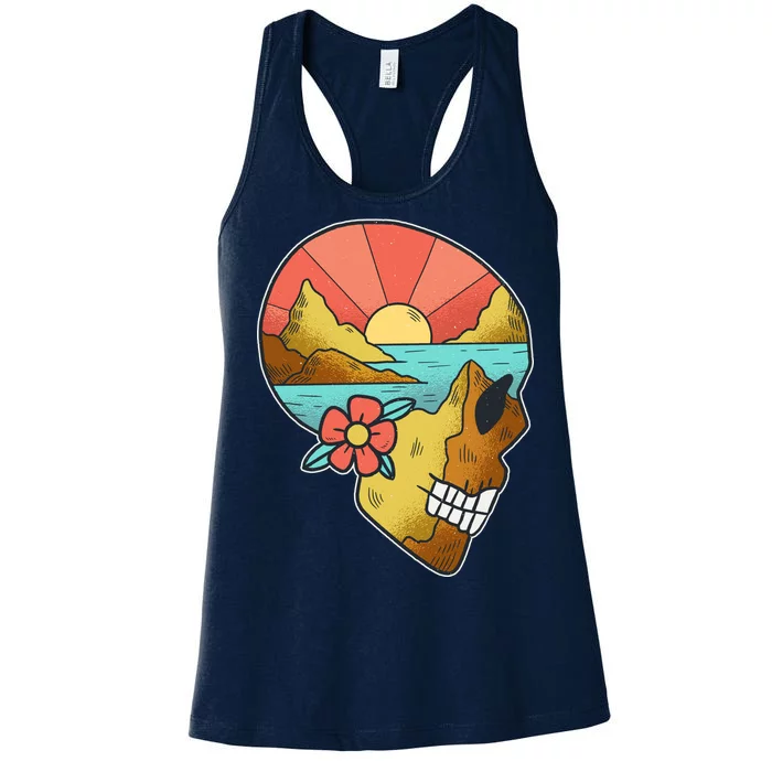 Skull Landscape Sunset Women's Racerback Tank