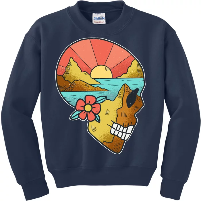 Skull Landscape Sunset Kids Sweatshirt