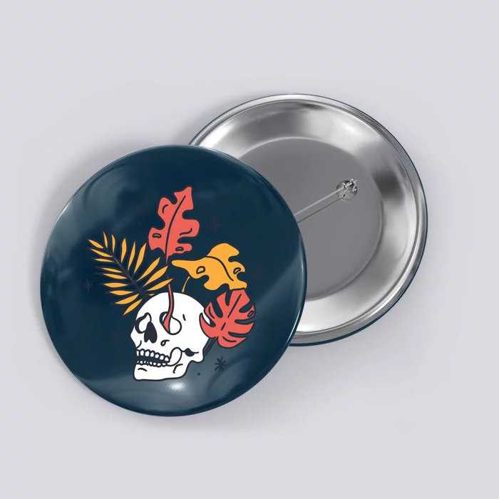 Skull Leaves Button