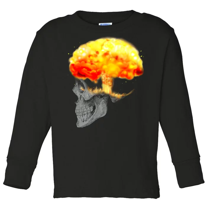 Skull Mind On Fire Toddler Long Sleeve Shirt