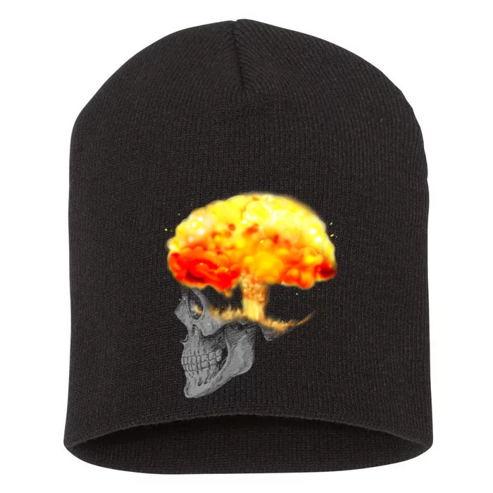 Skull Mind On Fire Short Acrylic Beanie