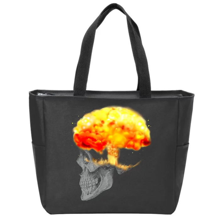 Skull Mind On Fire Zip Tote Bag