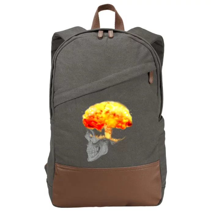 Skull Mind On Fire Cotton Canvas Backpack