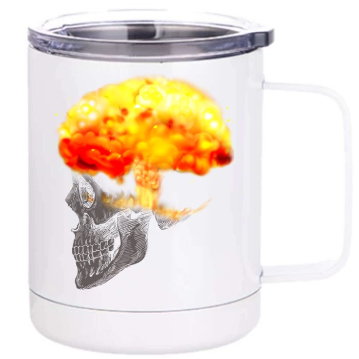 Skull Mind On Fire Front & Back 12oz Stainless Steel Tumbler Cup