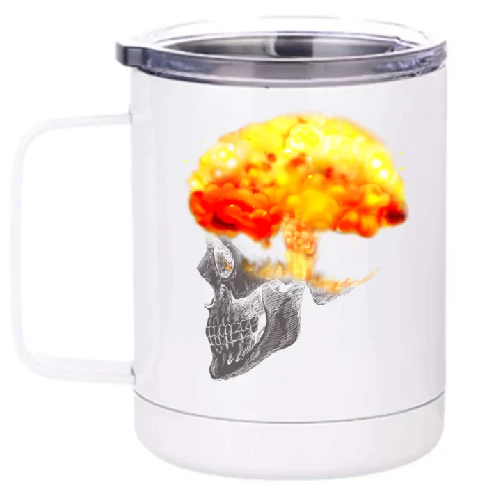 Skull Mind On Fire Front & Back 12oz Stainless Steel Tumbler Cup