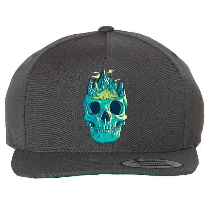 Skull Mountains Wool Snapback Cap