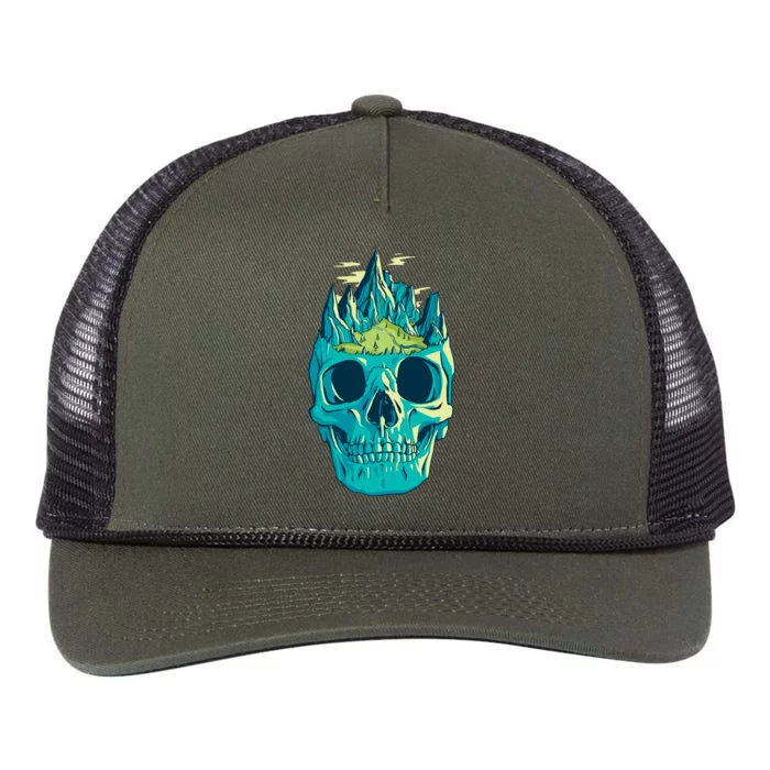 Skull Mountains Retro Rope Trucker Hat Cap