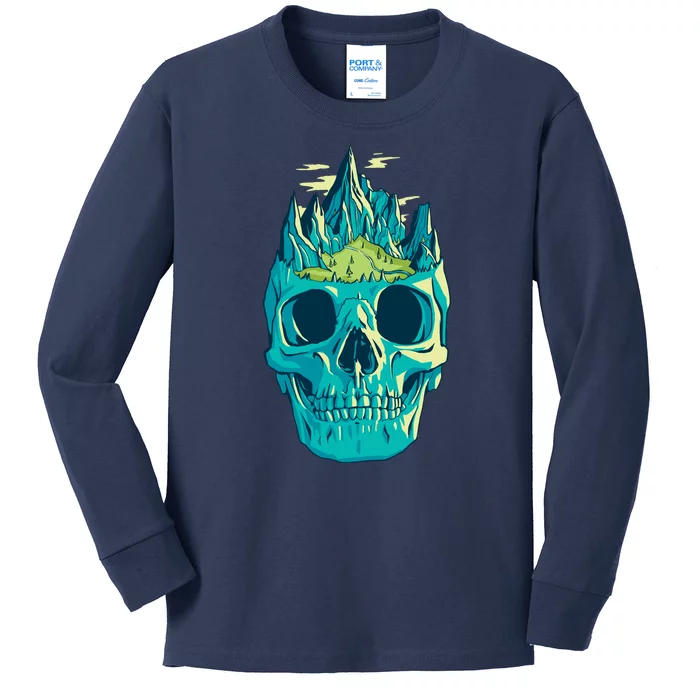 Skull Mountains Kids Long Sleeve Shirt