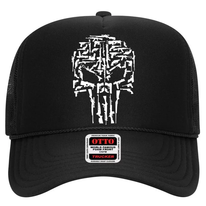 Skull Of Guns High Crown Mesh Trucker Hat