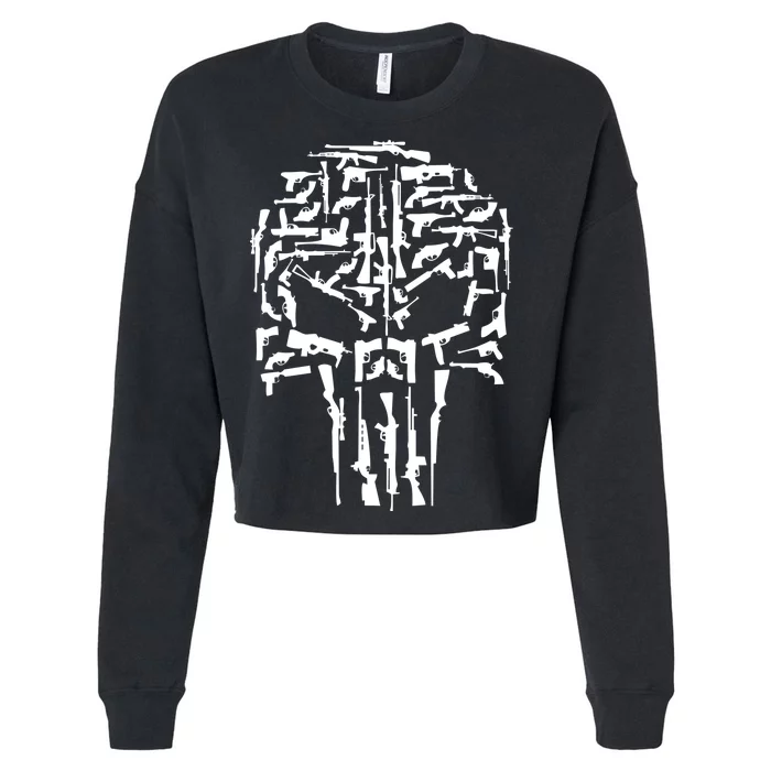 Skull Of Guns Cropped Pullover Crew