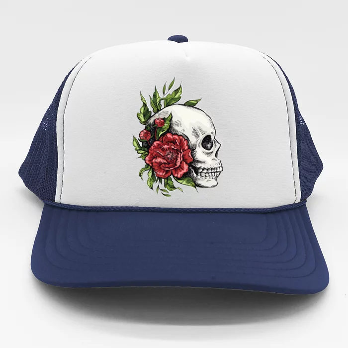 Skull Roses Trucker Hat