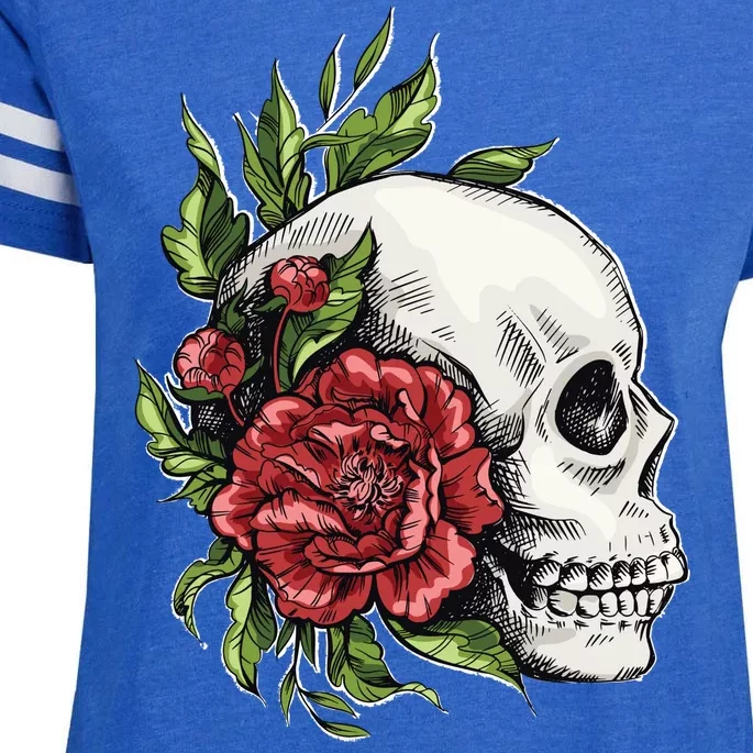 Skull Roses Enza Ladies Jersey Football T-Shirt