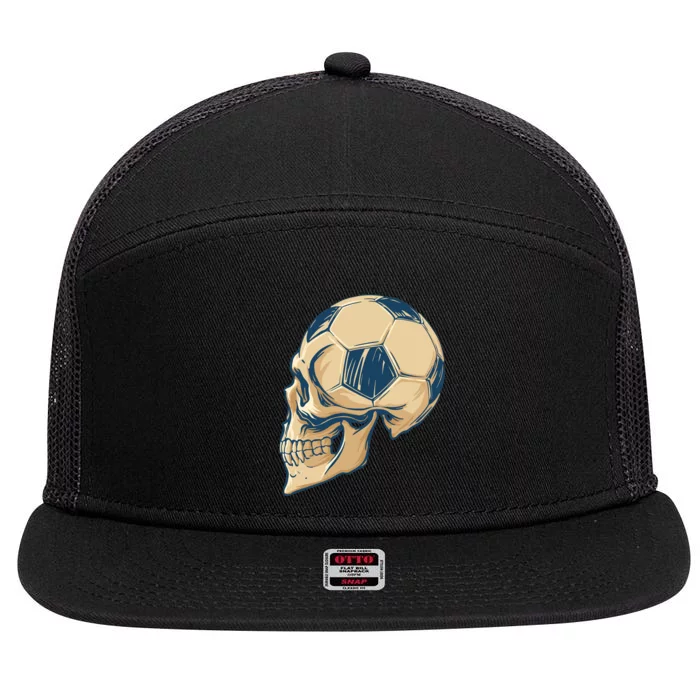 Skull Soccer Ball 7 Panel Mesh Trucker Snapback Hat