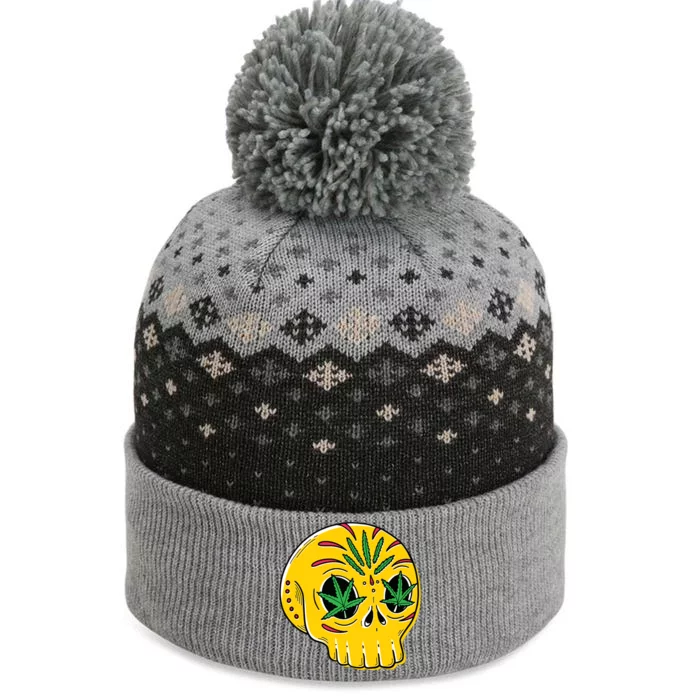 Skull Weed The Baniff Cuffed Pom Beanie