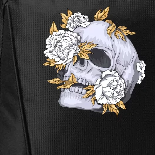 Skull White Flowers City Backpack