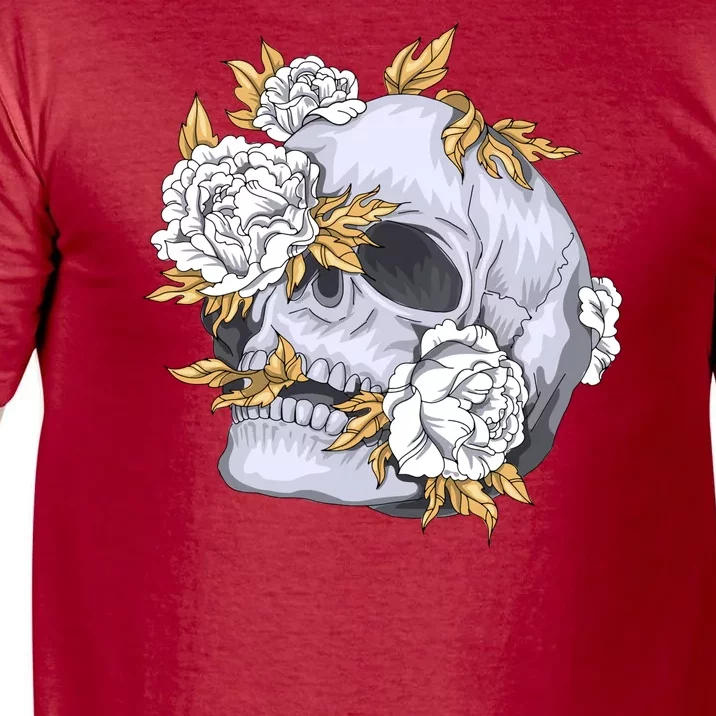 Skull White Flowers Comfort Colors T-Shirt