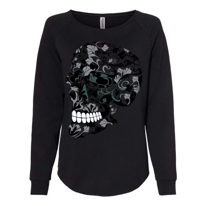 Skull With Flowers Day of the Dead Womens California Wash Sweatshirt