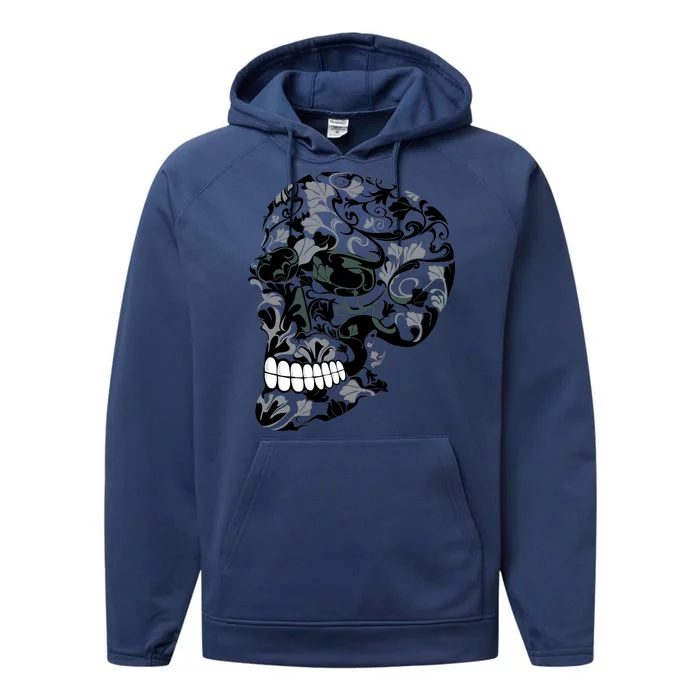 Skull With Flowers Day of the Dead Performance Fleece Hoodie