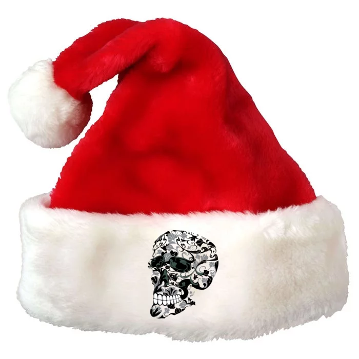 Skull With Flowers Day of the Dead Premium Christmas Santa Hat