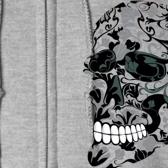 Skull With Flowers Day of the Dead Full Zip Hoodie