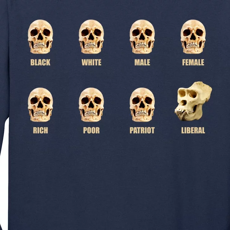 Skulls of Modern America Funny Liberal Monkey Skull Tall Long Sleeve T-Shirt