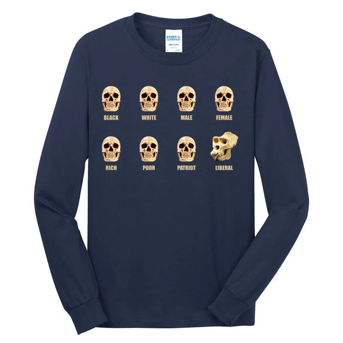 Skulls of Modern America Funny Liberal Monkey Skull Tall Long Sleeve T-Shirt