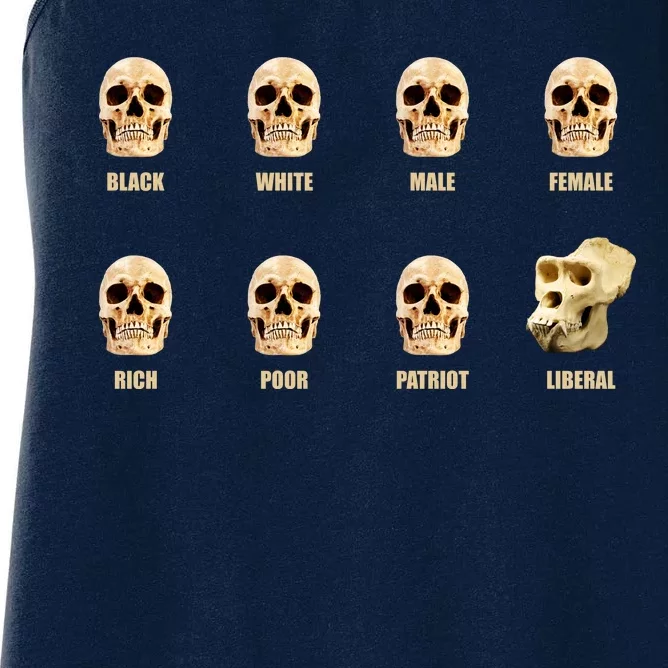 Skulls of Modern America Funny Liberal Monkey Skull Women's Racerback Tank