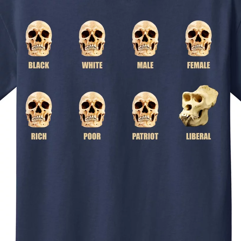 Skulls of Modern America Funny Liberal Monkey Skull Kids T-Shirt