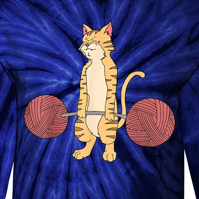 Strong Kitten Weightlifting Bodybuilding Gym Tie-Dye Long Sleeve Shirt