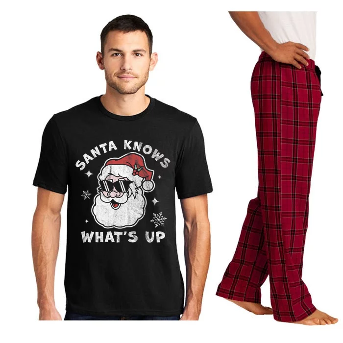 Santa Knows What's Up Funny Christmas Santa Claus Xmas Pajama Set