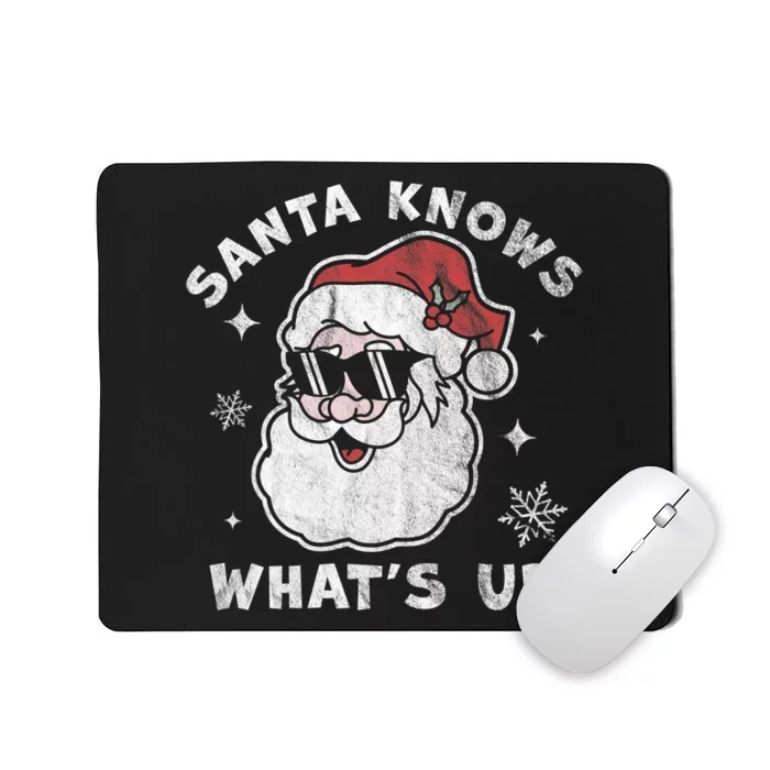 Santa Knows What's Up Funny Christmas Santa Claus Xmas Mousepad