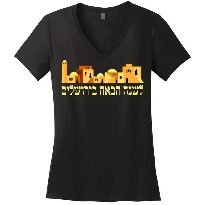 Skyline of Jerusalem Women's V-Neck T-Shirt