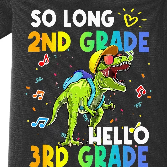 So Long 2nd Grade Hello 3rd Grade Dinosaur Back to School Baby Bodysuit