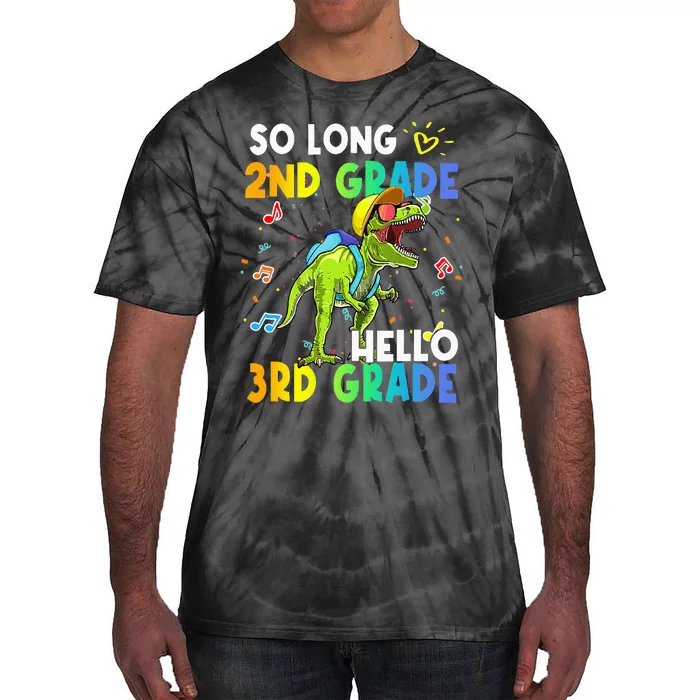 So Long 2nd Grade Hello 3rd Grade Dinosaur Back to School Tie-Dye T-Shirt