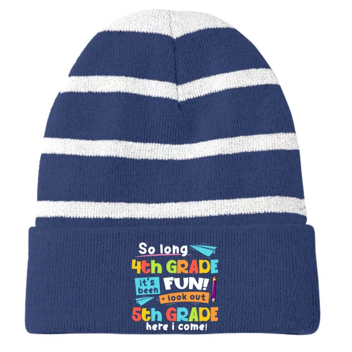 So Long 4th Grade 5th Grade Here I Come Graduation Boy Striped Beanie with Solid Band