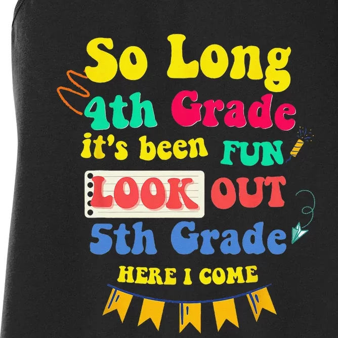 So Long 4th Grade 5th Grade Here I Come Graduation Women's Racerback Tank