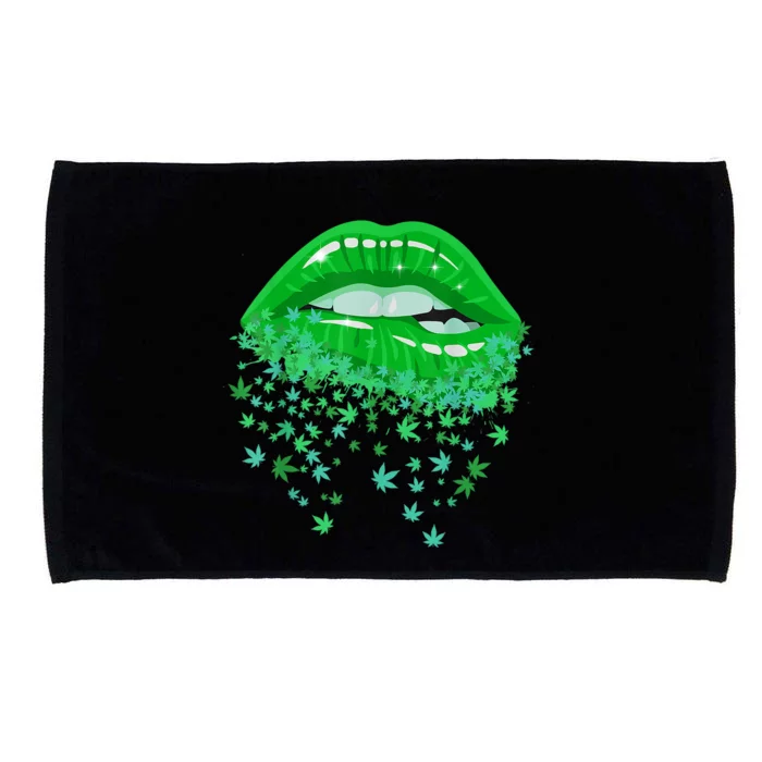 Sexy Lips 420 Cannabis Marijuana Weed Pot Leaf Lover Gift Microfiber Hand Towel