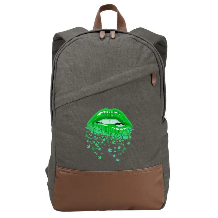 Sexy Lips 420 Cannabis Marijuana Weed Pot Leaf Lover Gift Cotton Canvas Backpack