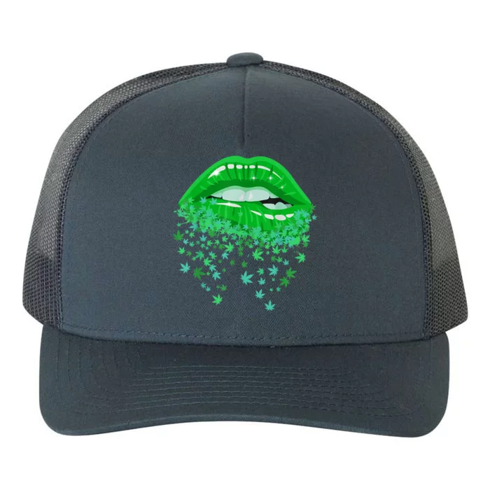 Sexy Lips 420 Cannabis Marijuana Weed Pot Leaf Lover Gift Yupoong Adult 5-Panel Trucker Hat