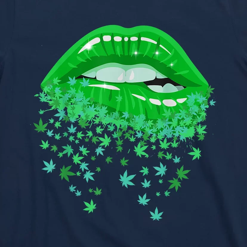 Sexy Lips 420 Cannabis Marijuana Weed Pot Leaf Lover Gift T-Shirt