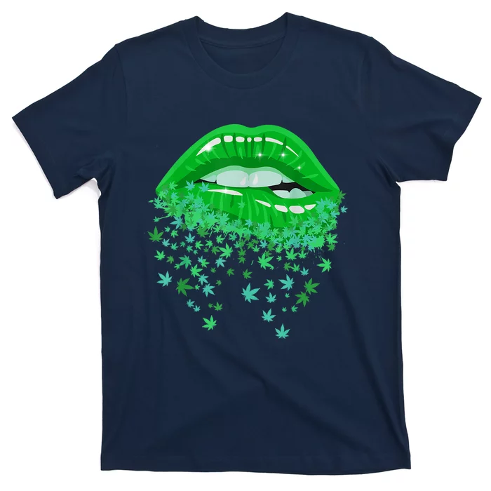 Sexy Lips 420 Cannabis Marijuana Weed Pot Leaf Lover Gift T-Shirt