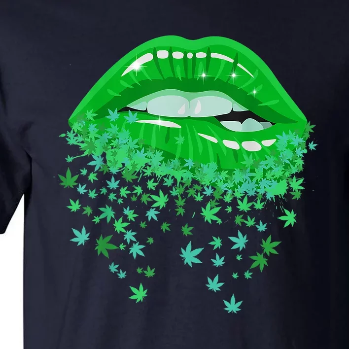 Sexy Lips 420 Cannabis Marijuana Weed Pot Leaf Lover Gift Tall T-Shirt