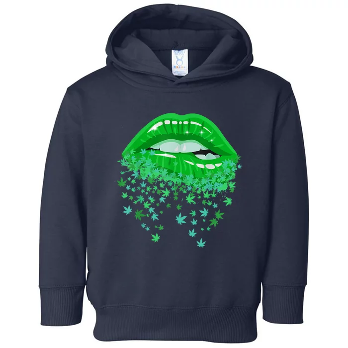 Sexy Lips 420 Cannabis Marijuana Weed Pot Leaf Lover Gift Toddler Hoodie