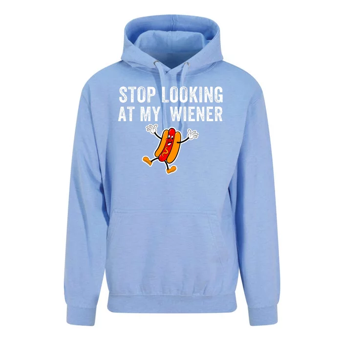 Stop Looking At My Wiener Funny Hotdog Funny Foodie Unisex Surf Hoodie