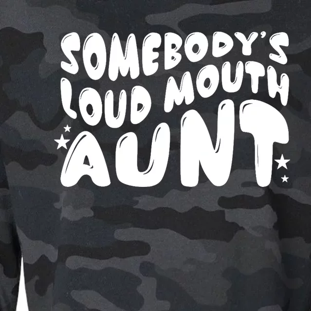 Somebody's Loudmouth Aunt Funny Groovy Saying Cropped Pullover Crew