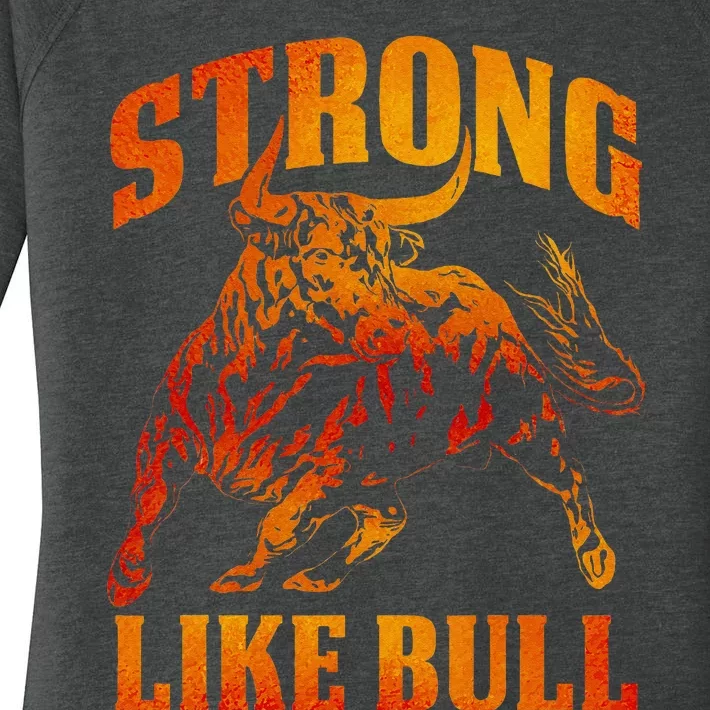 Strong Like A Bull Powerlifting Bodybuilding Women's Perfect Tri Tunic Long Sleeve Shirt