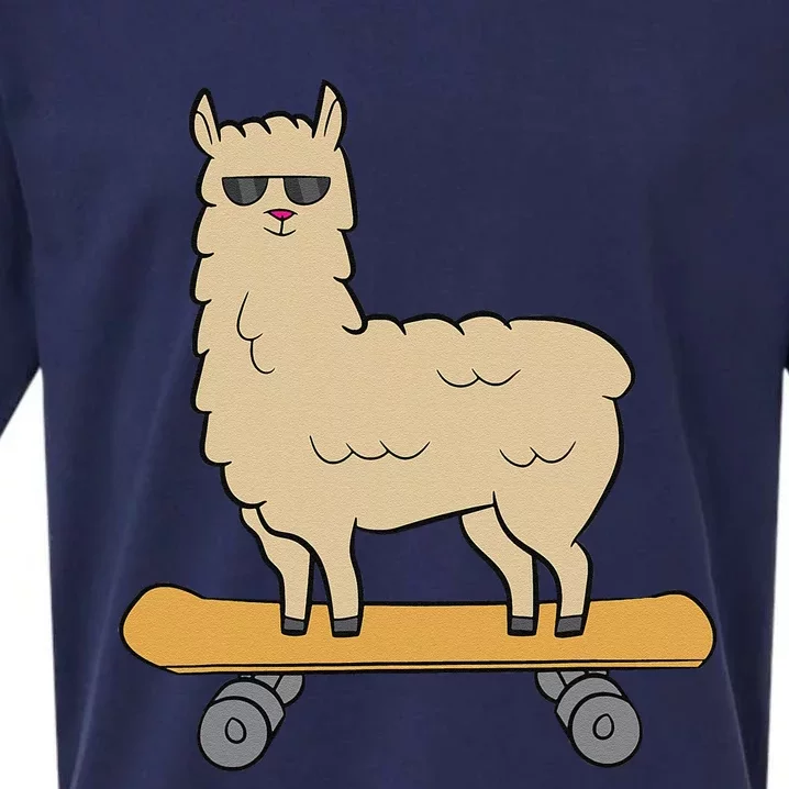 Skateboarding Llama Alpaca Skateboard Llama Sueded Cloud Jersey T-Shirt