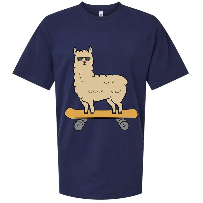 Skateboarding Llama Alpaca Skateboard Llama Sueded Cloud Jersey T-Shirt